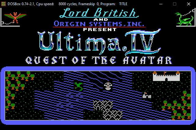 The Ultima IV title screen.