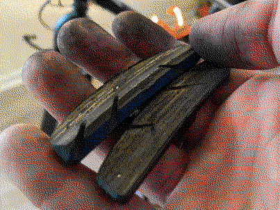 My old brake pads down to the metal.