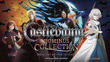 The title screen of the Castlevania Dominus Collection.