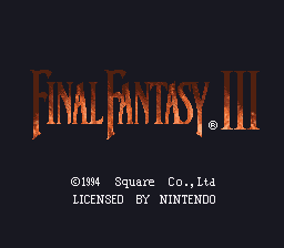 The title screen of Final Fantasy III on the SNES.