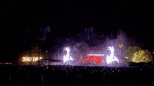 The Shaky Knees main stage at night.