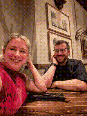 Zippi and I out for our anniversary dinner.