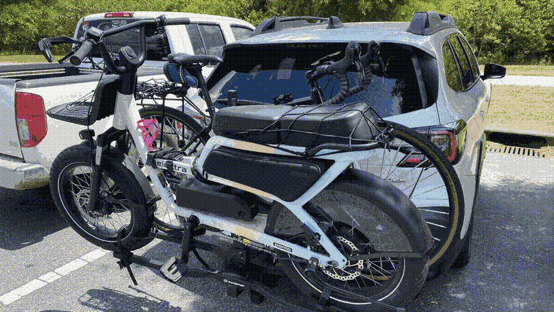 A bike rack on our Subaru Outback.