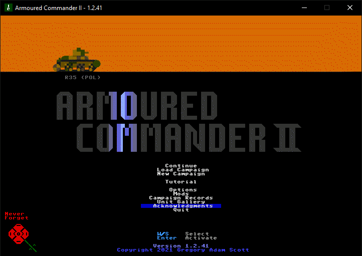 A screenshot of Armoured Commander II.