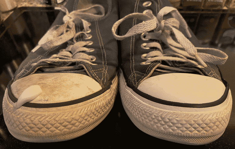 The difference between a brushed Chuck Taylor and a dirty one.