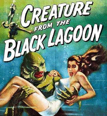 A movie poster for the Creature from the Black Lagoon.