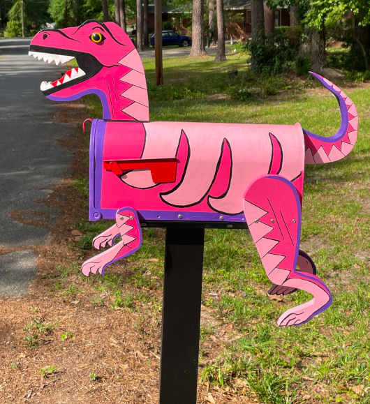 our dino mailbox.