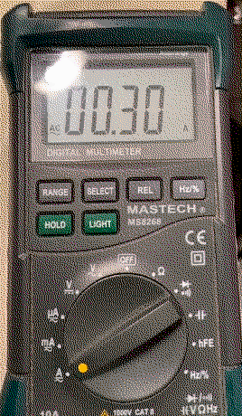 My multimeter reading 0.30 amperes.